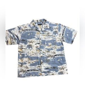 Milano Bay vintage White Floral Hawaiian Shirt Men's XL Gray